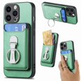 thumbnail image 1 of For Iphone 15 Pro Skin Feel Ring Holder Wallet Magnetic Phone Case(Green),iPhone 16 Pro Max, 1 of 8