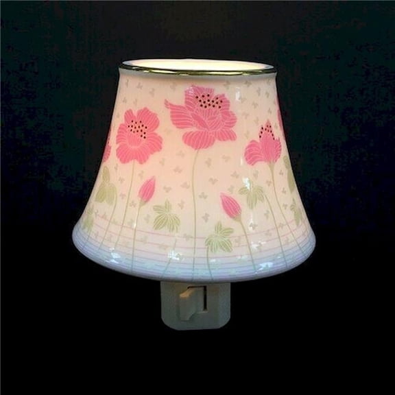 Pink Spring Flowers on Lamp Shade Shaped Night Light