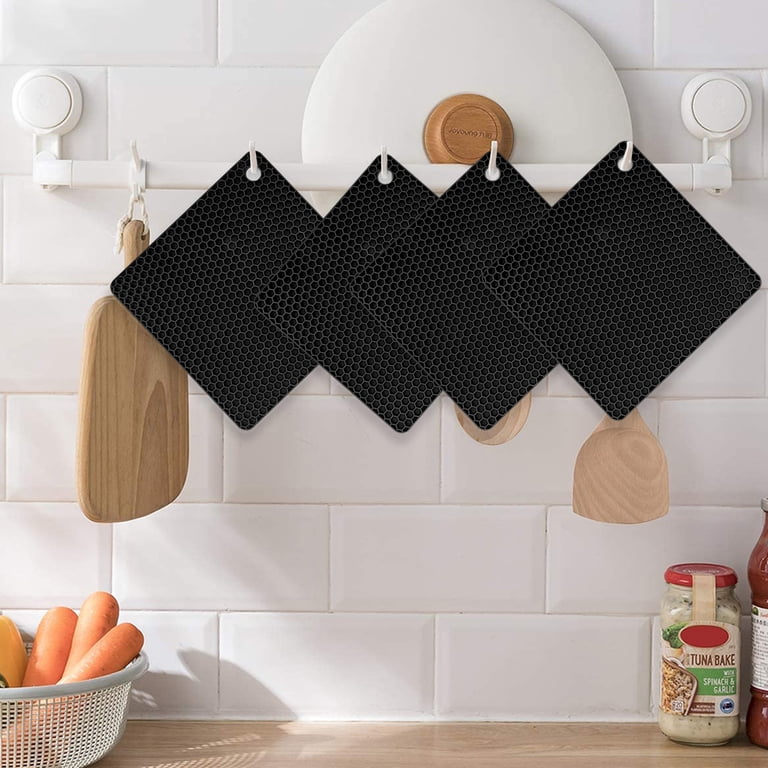 EEEkit 4-Piece Silicone Square Pot Holders, Black photo 6