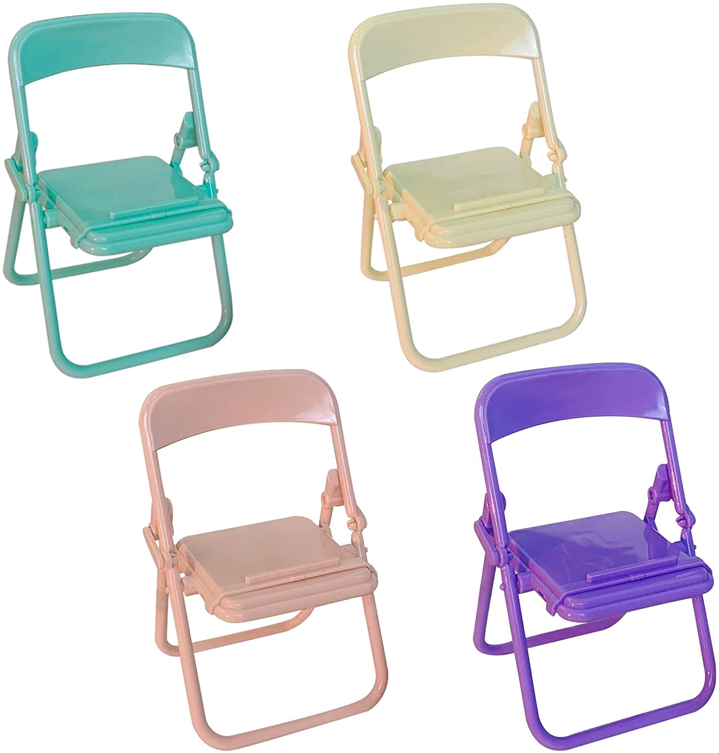 4Pcs Foldable Chair Cell Phone Stand Desktop Multifunction Mobile Phone Holder Lazy Phone Stand