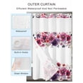 thumbnail image 2 of No Hook Shower Curtain with Snap in Liner Abstract Floral Shower Curtain -Fabric Waterproof Inner Liner, Watercolor Red Purple Flowers Leaf Plant Shower Curtains Washable 36"x78", 2 of 9