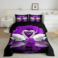 thumbnail image 2 of Manfei Couple Swan Bedding Comforter Set, Purple Flower Twin Comforter Sets, Romantic Valentine's Day Gifts Bedding Set, Super Cozy Room Decor Reversible 2 Pieces, 2 of 8