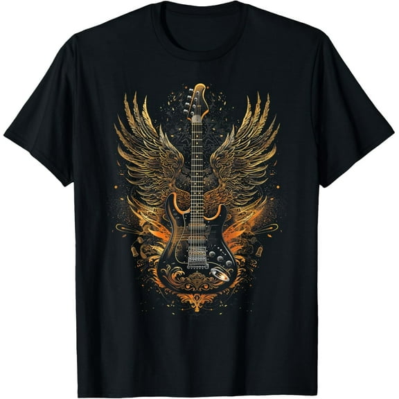 Electric Guitar Wings T-Shirt – Baroque Rock Art Graphic Tee for Music Lovers