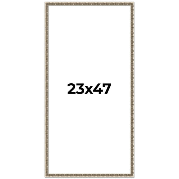 23x47 Frame Silver Versailles Ornate Solid Wood Picture Frame | 1 Inch Moulding Width | Interior
