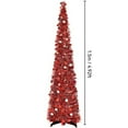 thumbnail image 2 of Artificial Tinsel Christmas Tree Slim Cone Shaped Decorative Tree with Metallic Foil Discs for Indoor Holiday Display, 2 of 4
