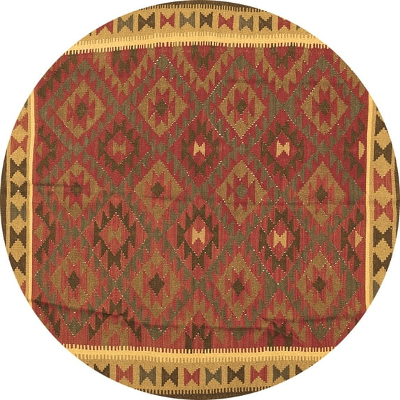 Ahgly Company Indoor Round Oriental Brown Traditional Area Rugs, 3' Round