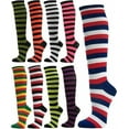 thumbnail image 5 of COUVER Womens 0.5 Inch Thin Stripe Cotton Knee High Socks Black White Red 2 Pairs (Womens), 5 of 7