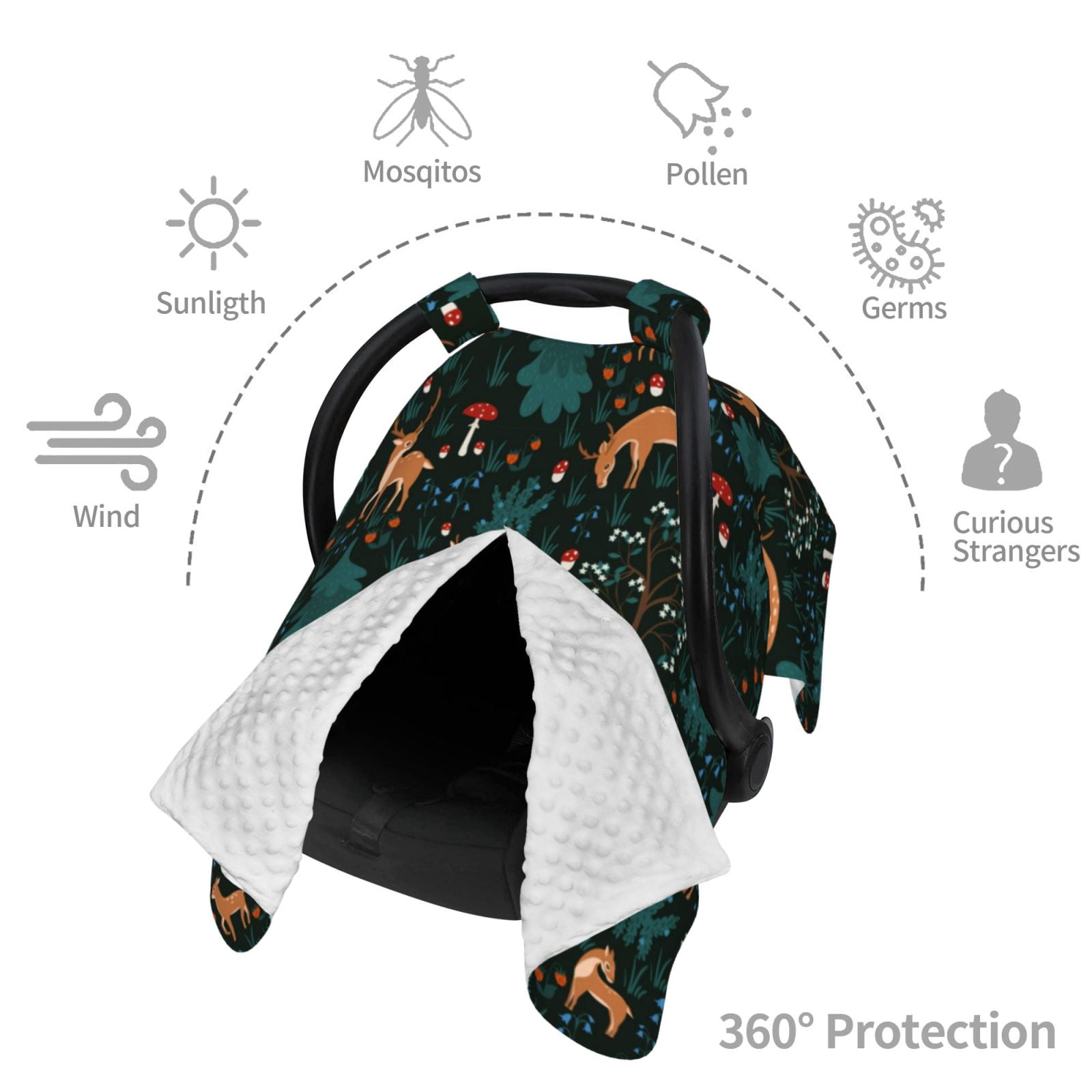 Car Seat Cover Baby - Deers In The Forest Breathable Infant Car Seat Cover for Baby Carseat, Lightweight Comfort Baby Essentials Must Haves Newborn Stuff for Girl Boy