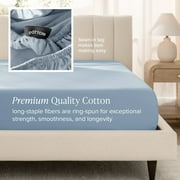 Bare Home 100% Organic Cotton Fitted Sheet - Sateen Weave - 400 Thread Count - Full, Dusty Blue