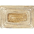 thumbnail image 2 of DecMode Rectangular Striped White & Natural Banana Leaf Wicker Placemats, Set of 4: 20” x 14” Each, 2 of 3