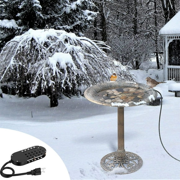 Limited Time Only! Outdoor Bird Bath Heater, Winter Pond Heater with Thermostatic Control, Energy-Efficient Birdbath Deicer with Long Power Cord for Garden, Patio, and Yard
