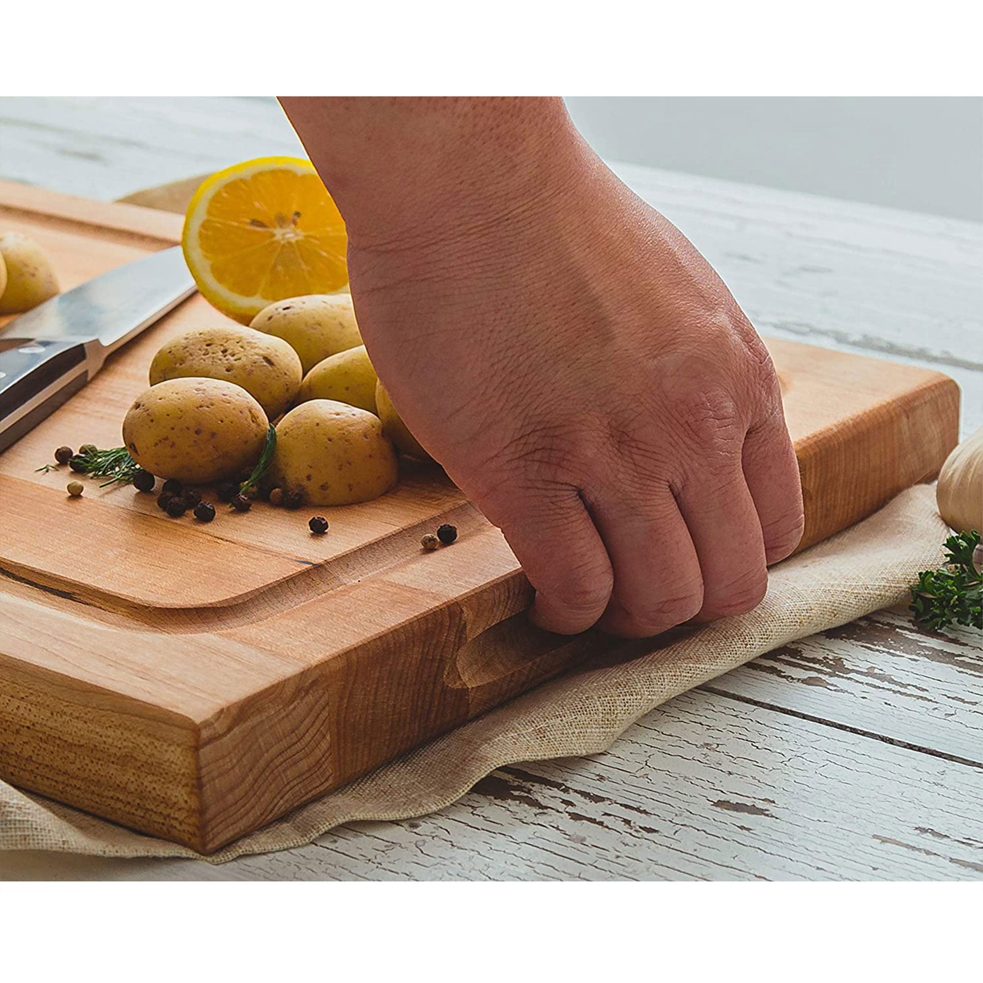 John Boos BBQ Collection Reversible Wood Cutting Board, Juice Groove, Maple