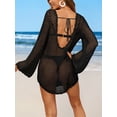 thumbnail image 7 of Charmo Womens V Neck Swim Cover Up Hollow Out Swimwear Tie Back Bikini Beachwear, 7 of 7