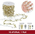 thumbnail image 2 of 1 Roll 16.4Ft/5m Beaded Christmas Garland Gold Strands Iridescent Diamond Beading Trim Bead String Garland Ornament for Christmas Tree Wedding Party Home Chandelier Decoration for making, 2 of 6
