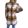 thumbnail image 6 of Nokiwiqis Women Buttons Tops, Long Sleeve Lapel Neck Plaid Buttons Casual Street Party Buttons Coat+ Waistband, 6 of 7