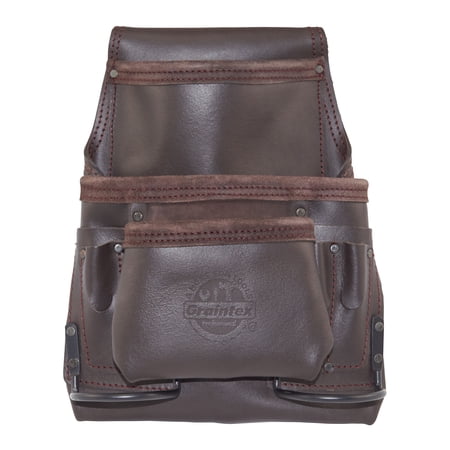 UPC: 0819972022510 | Graintex 9 Pocket Oil Tanned Leather Nail & Tool Pouch Dark Brown Color for Constructor/Electrician/Plumber