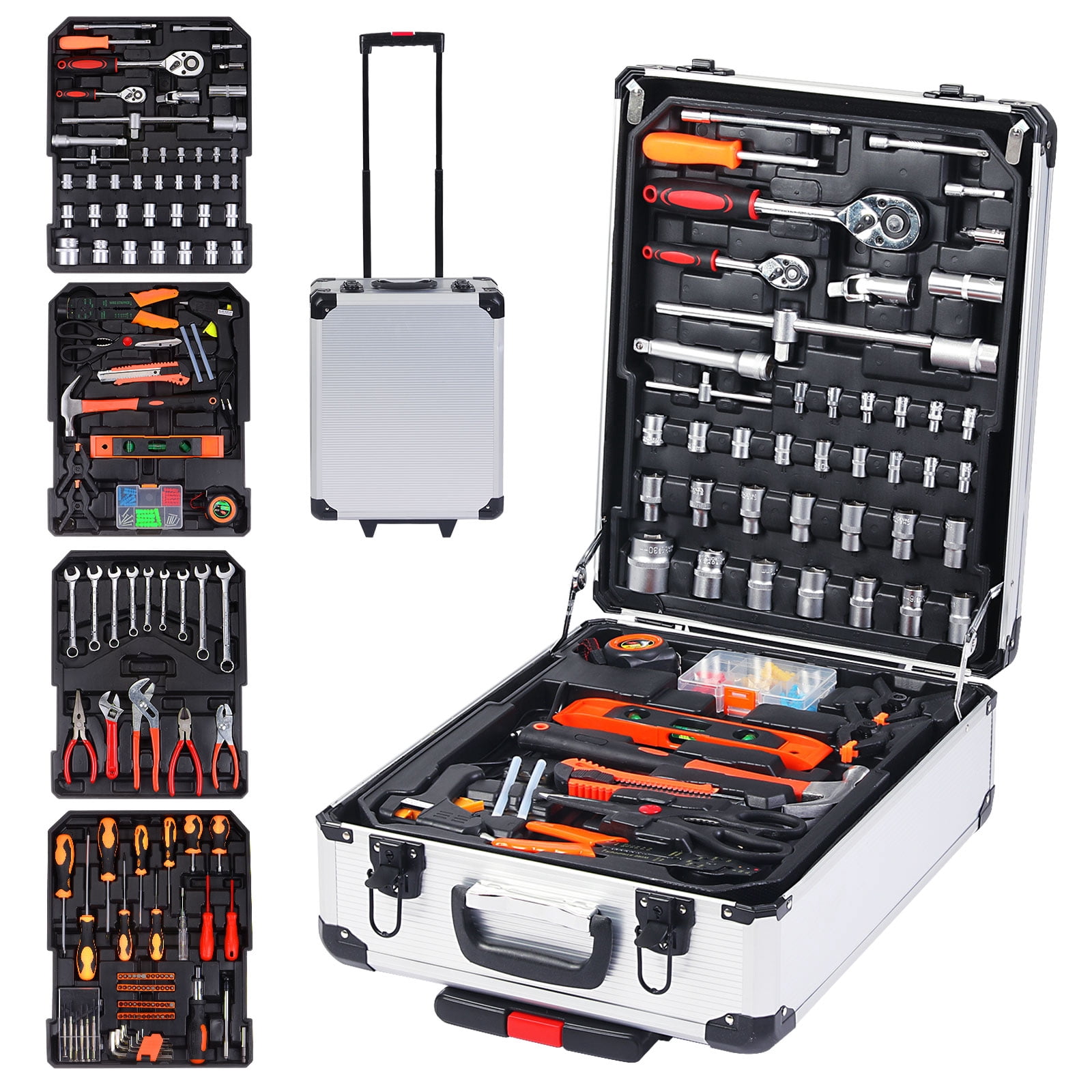 Unique Bargains 186packs Tool Set with Box, Wrench Set, Pliers Set, Screwdriver Set, Socket Set