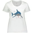 thumbnail image 3 of Inktastic Shark Dinner Women's Plus Size T-Shirt, 3 of 5
