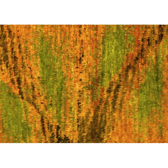 Ahgly Company Indoor Rectangle Abstract Yellow Modern Area Rugs, 6' x 9'