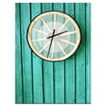 thumbnail image 1 of DesignArt Antique Wagon Wheel on Turquoise Wood Large Wall Clock, 1 of 2
