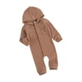 thumbnail image 2 of Newborn Baby Girl Boy Romper Spring Casual Solid Hooded Long Sleeve Jumpsuit Clothes, 2 of 7