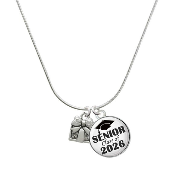 Delight Jewelry Silver-tone Small Present - Silvertone Senior Class of 2026 Dome Necklace, 18"