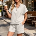 thumbnail image 2 of bravefron Two Piece Sets for Women Summer Zipper V Neck Tops Wide Leg Sweatpants Short Sleeve Top And Shorts Tracksuit Travel Outfits, 2 of 7