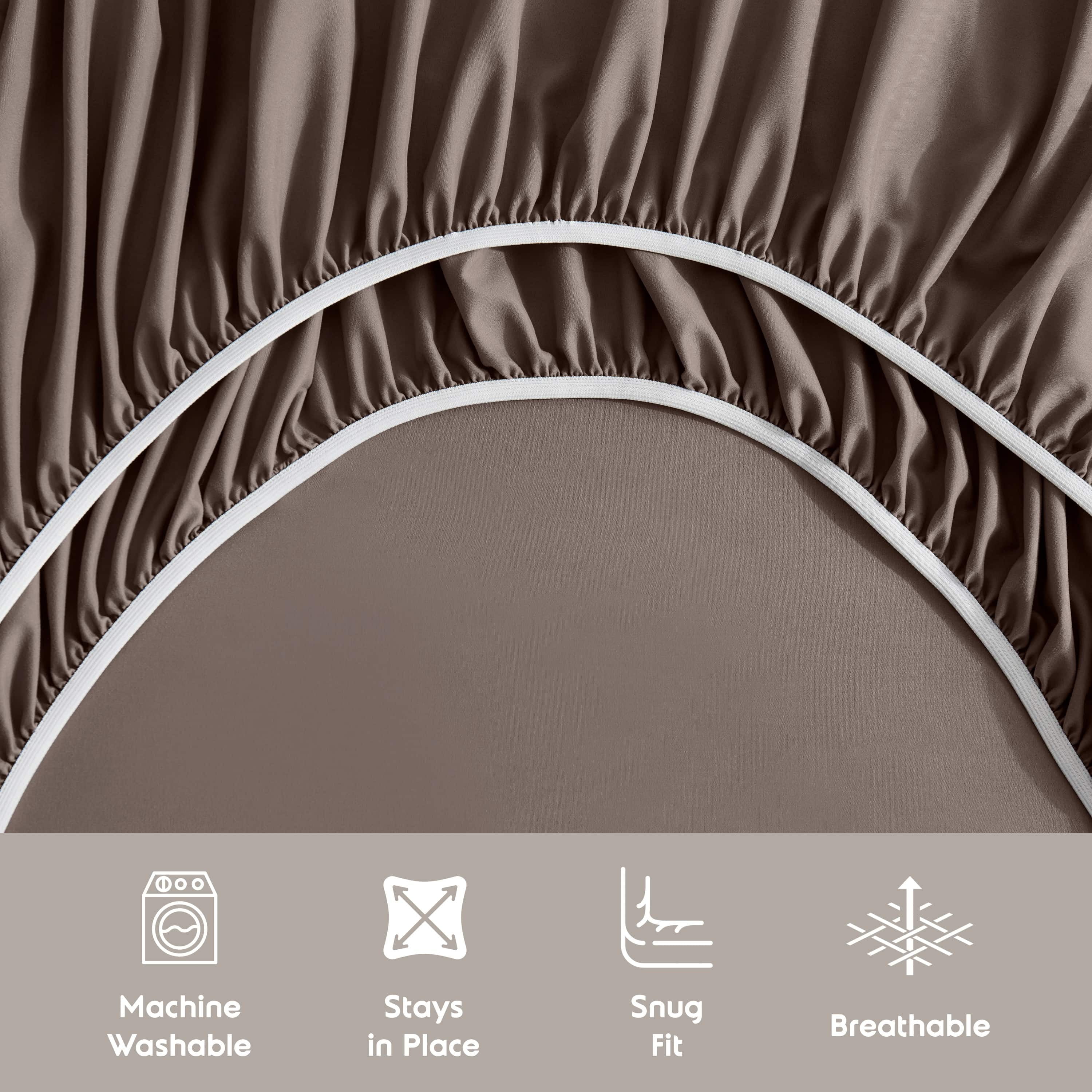 Lammaloe Twin XL Sheets Set, Hotel Style Deep Pocket 3 Piece Bed Sheets, Soft Microfiber Kids Bedding Set, Chocolate Brown