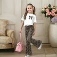 thumbnail image 5 of Gaexia Children'S Jogging Set,Girls Casual Fashion Outfit Bow Short Sleeve Top and Long Pants Toddler Play Comfy Two Piece Ensemble Fashion Clothes,7-8 Years, 5 of 6