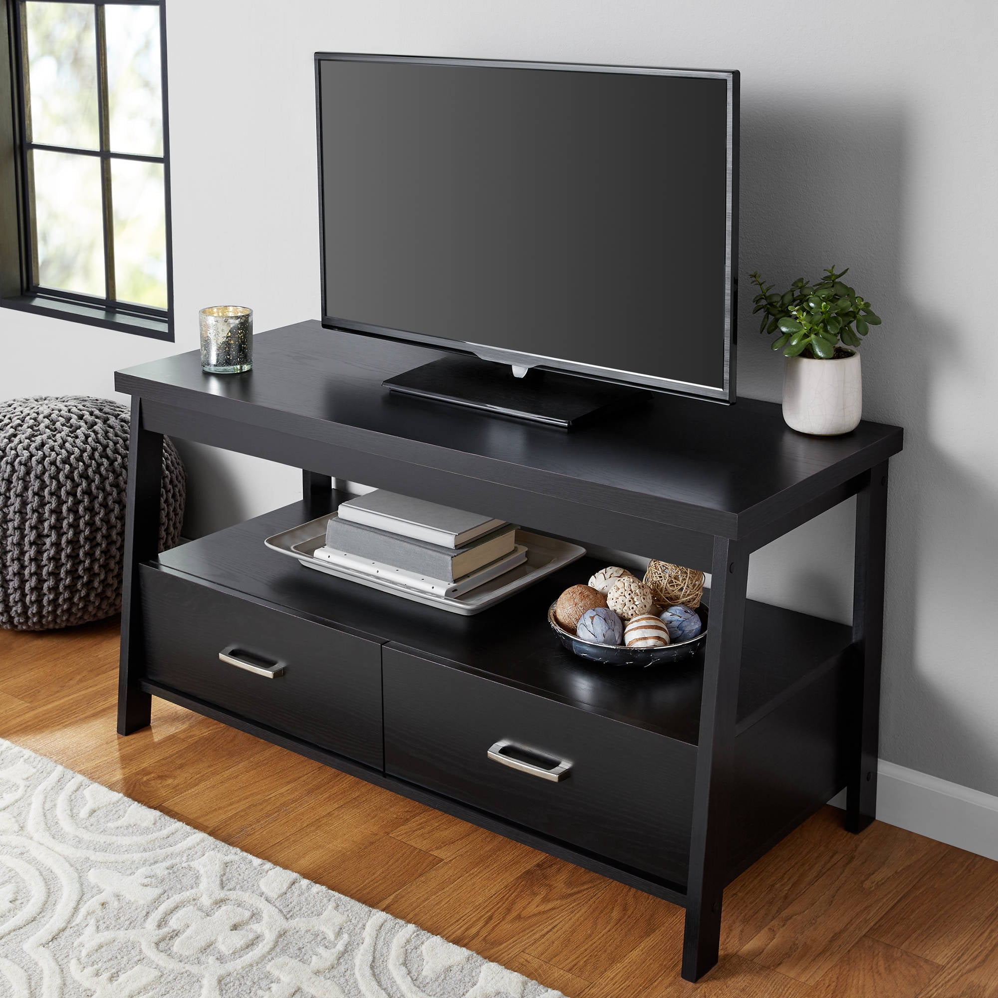 Mainstays Logan Tv Stand For Tvs Up To 47 Rustic Oak Finish