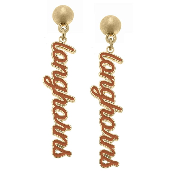 Women' CANVAS Style Texas Longhorns Enamel Script Drop Earring