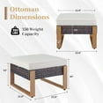 thumbnail image 4 of Gymojoy 2-Piece Brown Wicker Outdoor Ottoman Patio Rattan Footrest Seat Steel Frame Foostool with Removable Beige Cushions, 4 of 7