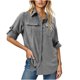 thumbnail image 3 of Sudaderas con capucha para mujer,Camisa de manga larga para mujer con protección solar UPF 50, de poliéster de secado rápido, con cuello en V para pesca y senderismo, sopatenor, 3 of 9
