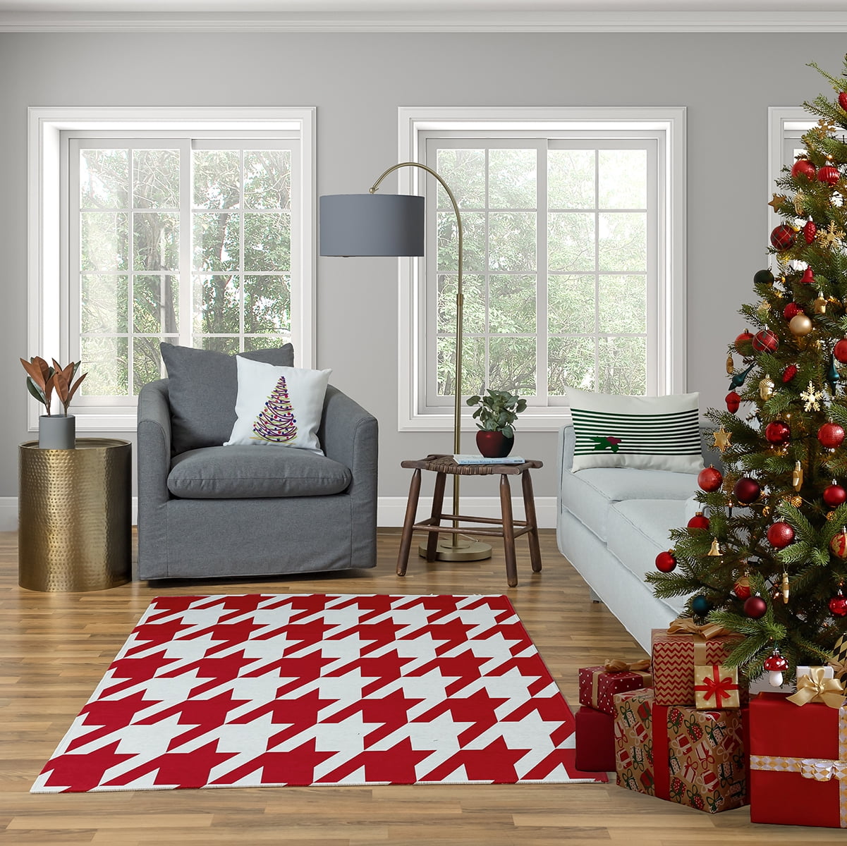Simply Daisy 16" x 16" Oh Christmas Tree Geometric Print Pillow