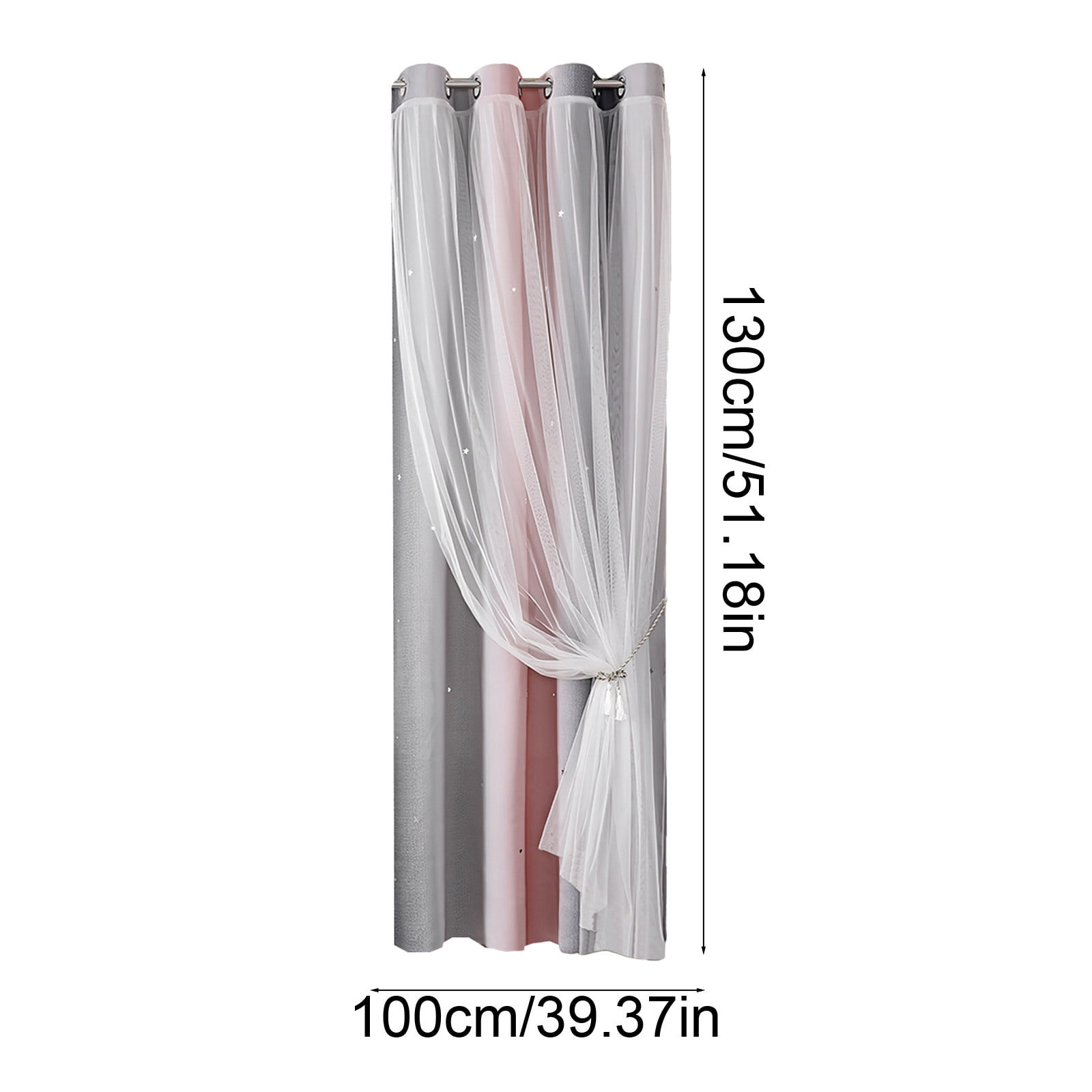 Ombre Rainbow Blackout Curtains for Girls Bedroom Living Room Darking Stripe Double Layer Star Cut Out Wall Home Decor Gradient Grommet Window Curtains (1 Panel, 39.37×51.18in)