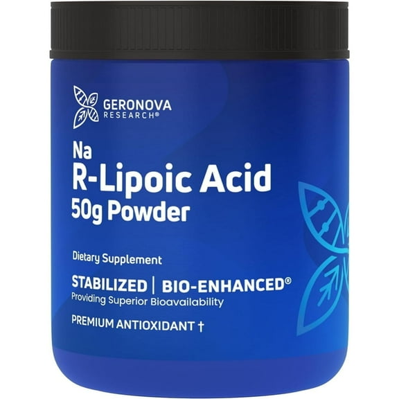 Geronova Research Bio-Enhanced Na R-Alpha Lipoic Acid Powder - 50 g