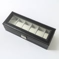 thumbnail image 3 of Caja para Relojes con 6 Ranuras, Caja para Relojes, Vitrina, Tapa de Vidrio, Almohadillas de Terciopelo, Cerradura, 11 x 30 x 8 cm, Revestimiento Negro y Forro Gris Sincero Electrónica, 3 of 5