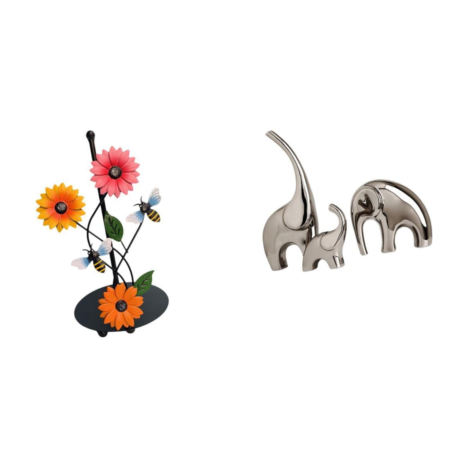 Fiocias Family Elephants Paper Towel Holder Dispenser Non Slip Vertical Tissue Holder Rack Ceramic Statue Ornament Animal Sculpture Collectible for Home Shelf