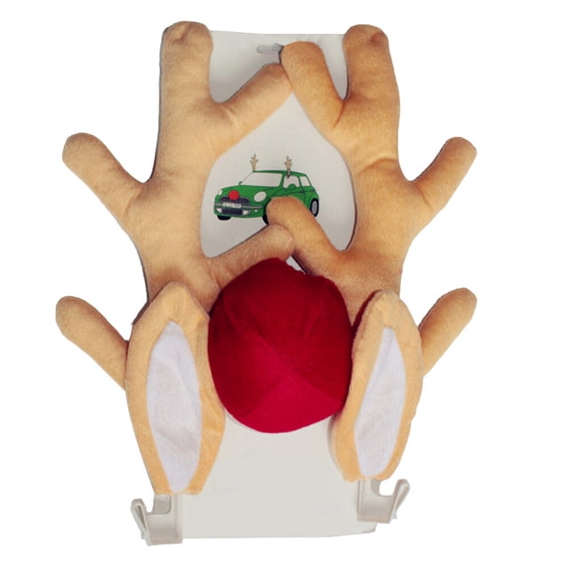 Kit de adornos navideños divertidos de cuernos de coche con nariz (cuernos con orejas)