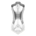 thumbnail image 4 of Doomiva Women's Jazz Dance Leotard Sequins Metallic Tassel Bodysuit Samba Latin Dancewear Silver XL, 4 of 7