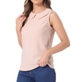 thumbnail image 4 of INSPIRE CHIC Women's Peter Pan Collar Blouse Casual Sleeveless Jacquard Floral Tank Top L Pink, 4 of 6