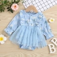 thumbnail image 2 of Pandaie Newborn Baby Girl Romper Dress Flower Embroidery Tulle Tutu Dresses Jumpsuit Princess Long Sleeve One-Piece Bodysuit Outfits Set 0 3 6 12 18 Months, 2 of 4