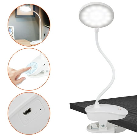 18 Led Lamp (EEEkit 18 LED Clip on Lamp, Cordless & Portable Clip on Light, Touch Control Stepless Dimming, 3 Brightness Levels, Eye-Care Adjustable Brightness Reading Light, USB)