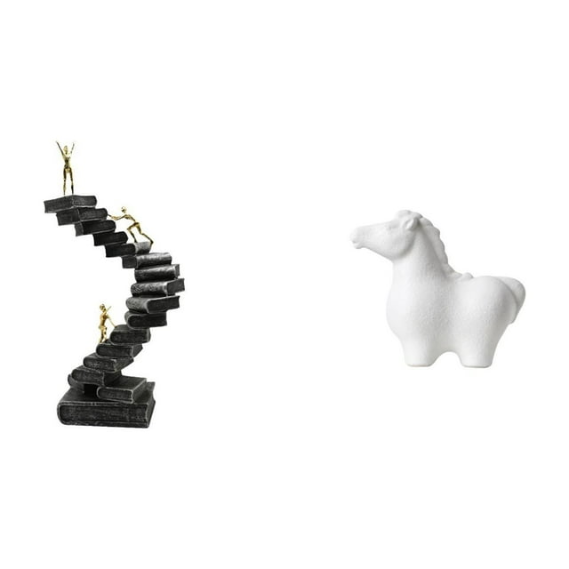 Estatua de escalera,Estatua de escalera de libros para trepar,decoración artística,Escultura de escaleras de libros Figura de pensador abstracto,Estatua de caballo,Estatua de caballo para
