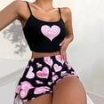 thumbnail image 5 of Agkizg Summer Womens Pajama Set Two-piece Pjs Sets Plus Size Love Print Cami and Shorts Pajama Set Soft Sleepwear Loungewear Nightwear Sets Black XL, 5 of 5