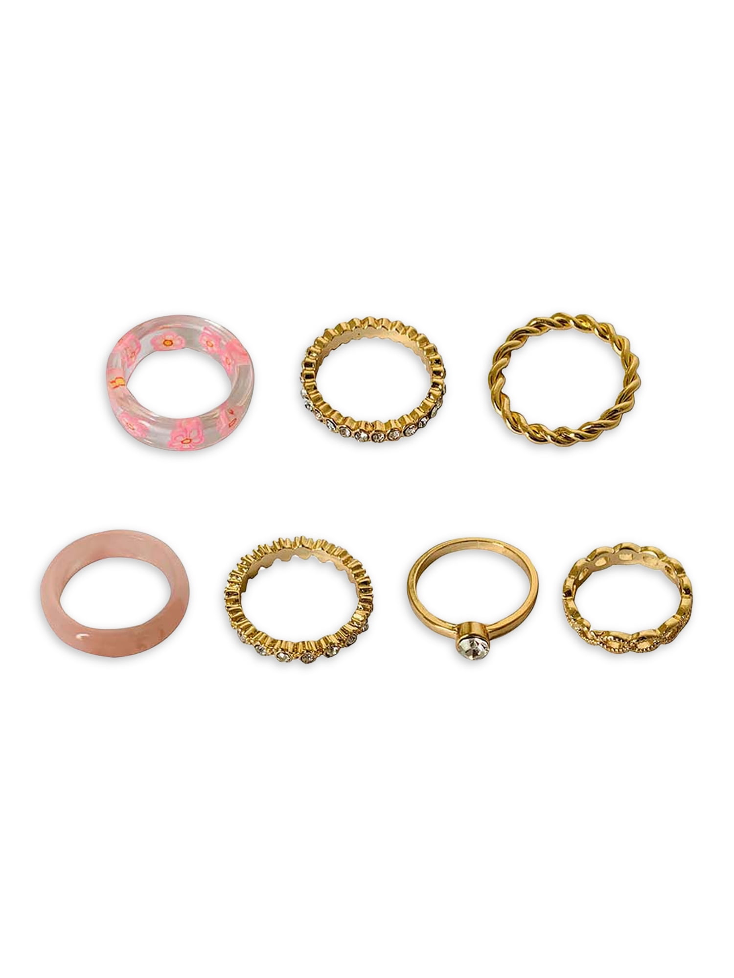 No Boundaries Resin Floral 7pk Rings