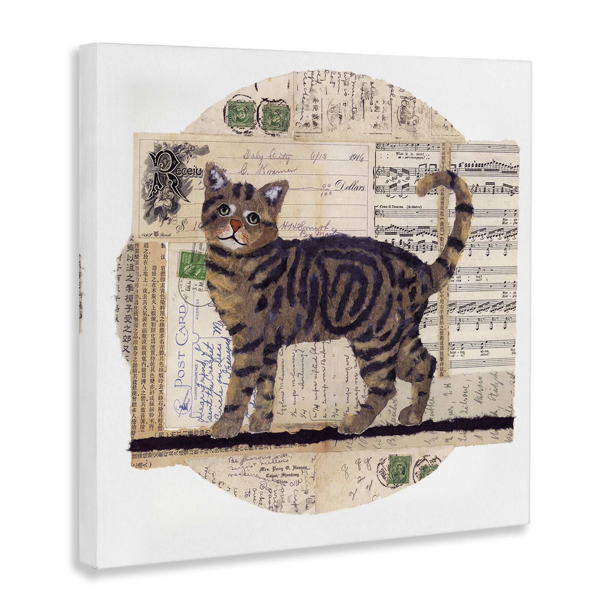 Stupell Industries Tabby Cat Collage Animals & Insects Painting Gallery Wrapped Canvas Art Print Wall Art, 36 x 36