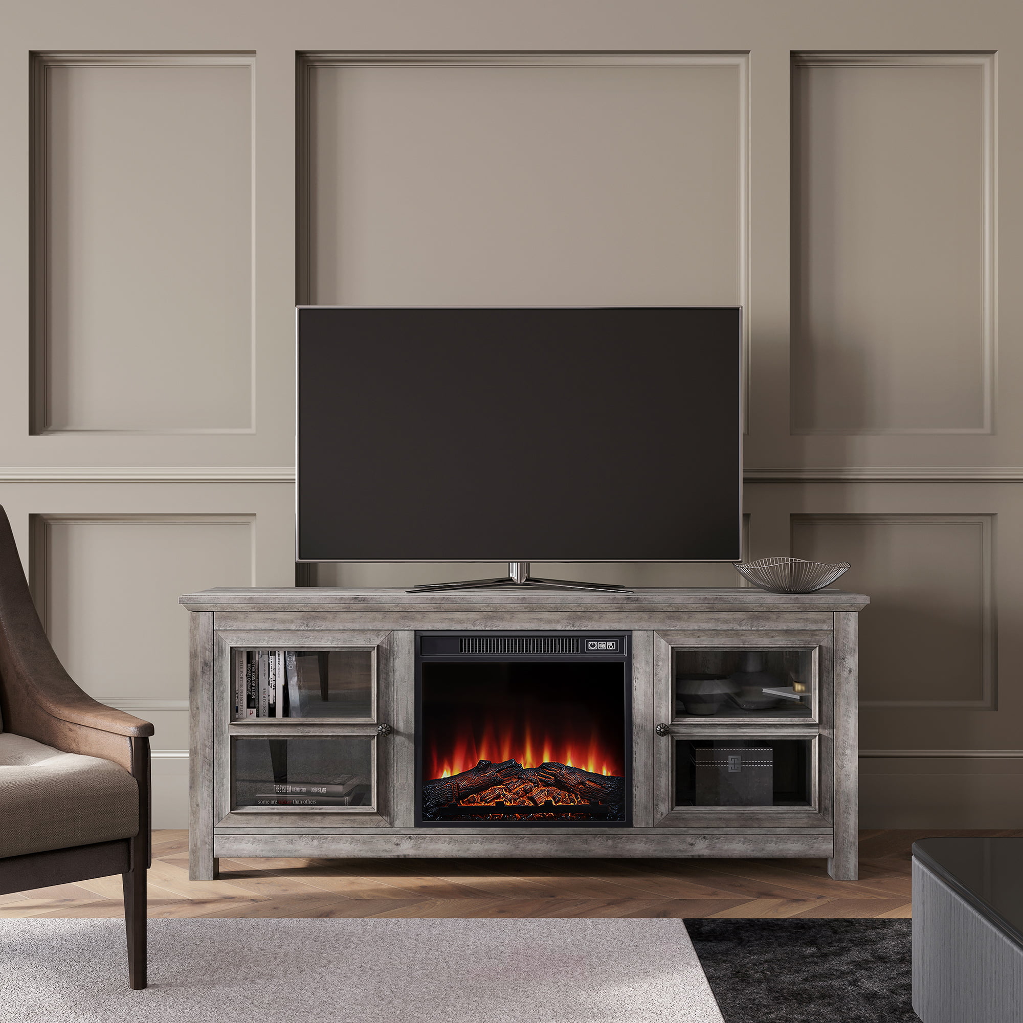 Black Oak Mainstays Fireplace TV Stand for TVs up to 65" 8620335WCOM for sale online 