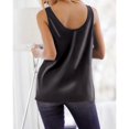 thumbnail image 4 of Black Womens Tops Women's Satin Sleeveless Top Round Neck Trade Color Ding Loose Vest Shirts for Women, 4 of 6