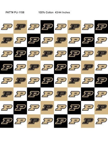 Purdue Cotton Fabric with Collegiate Check Pattern-Sold by the Yard